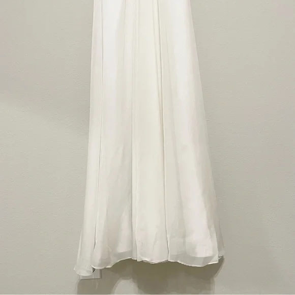 AIDAN MATTOX SILK IVORY BEADED KEYHOLE NECK EVENING GOWN SIZE 6 - Picture 5 of 13
